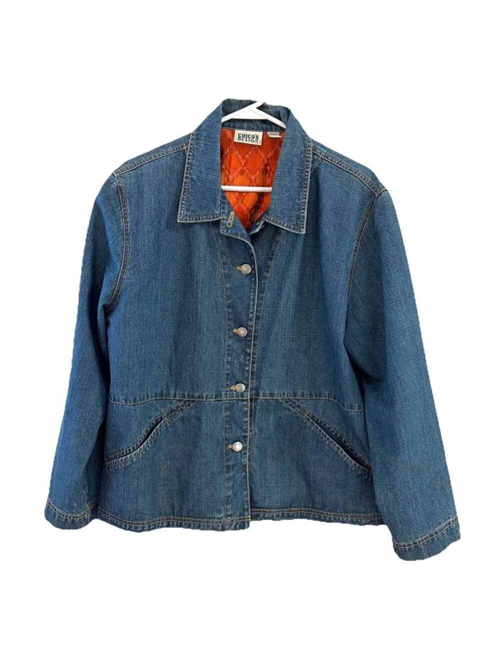 VTG Chico's Design Denim Chore Jacket Silk Lining Size 3 (XL) Barn Utility 90s